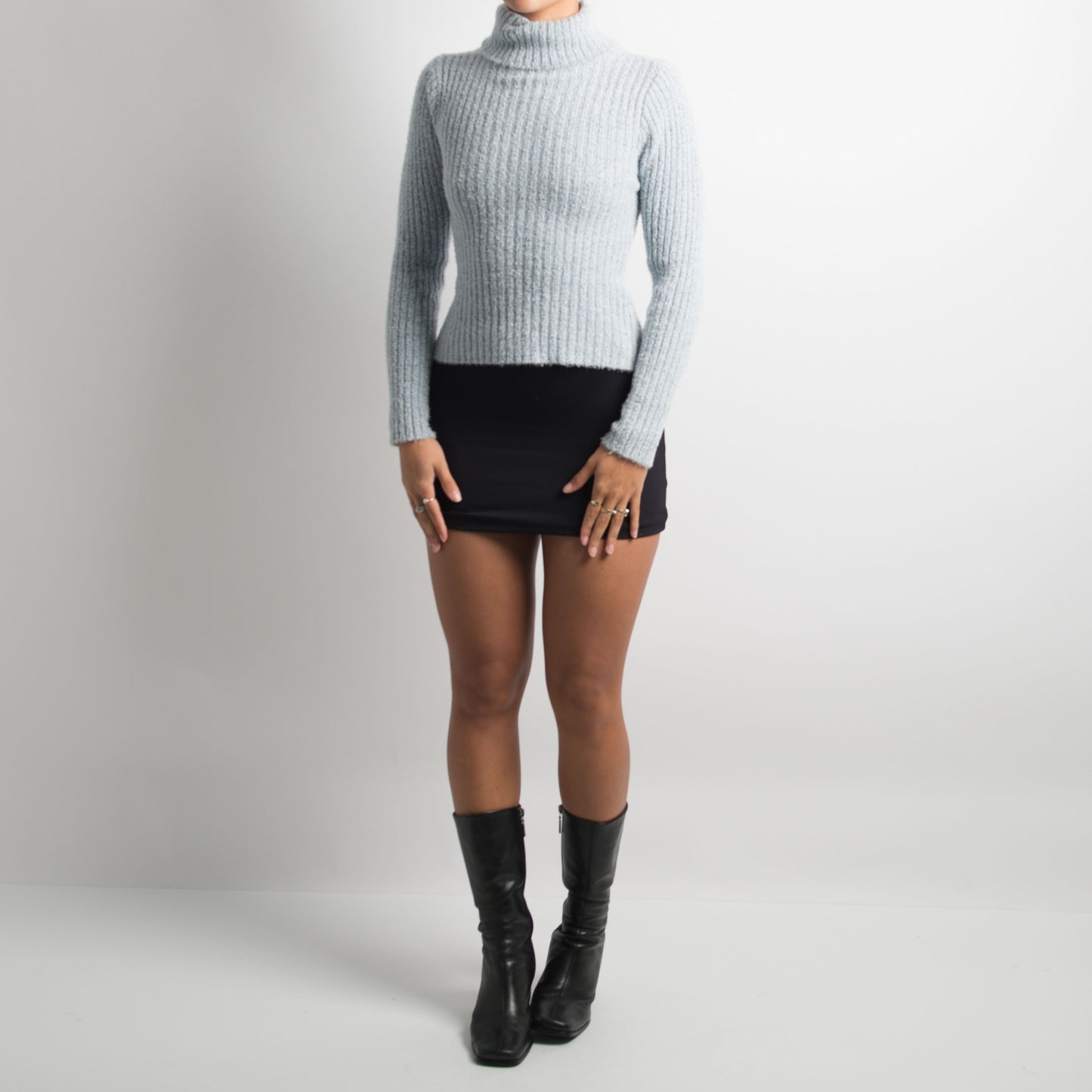 BLUE MARLE MOHAIR TURTLENECK