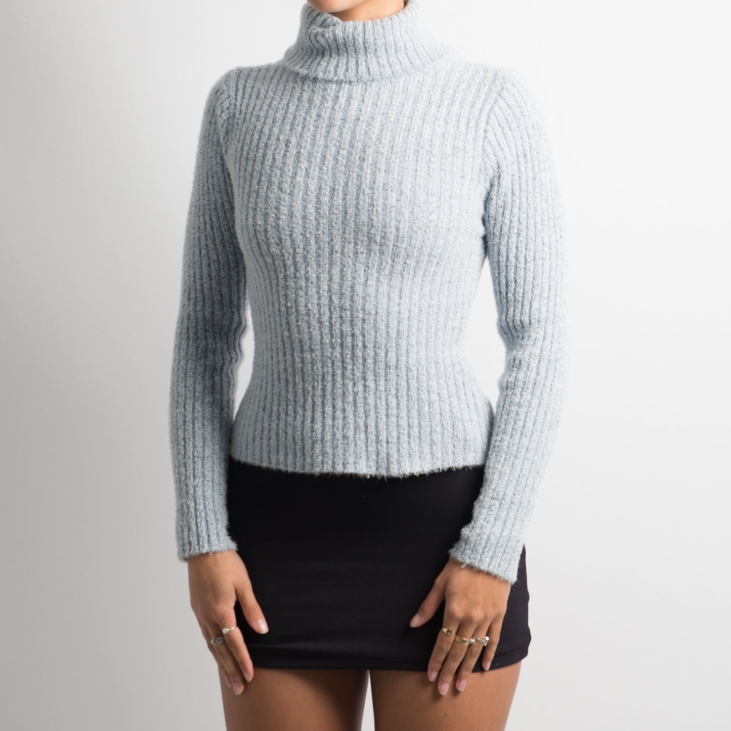 BLUE MARLE MOHAIR TURTLENECK