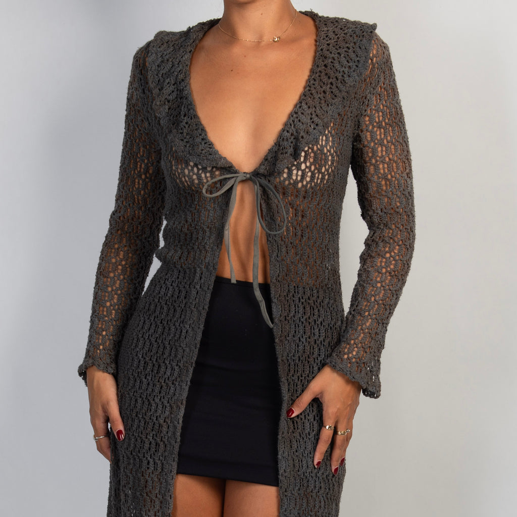 LONGLINE OPEN KNIT CARDIGAN
