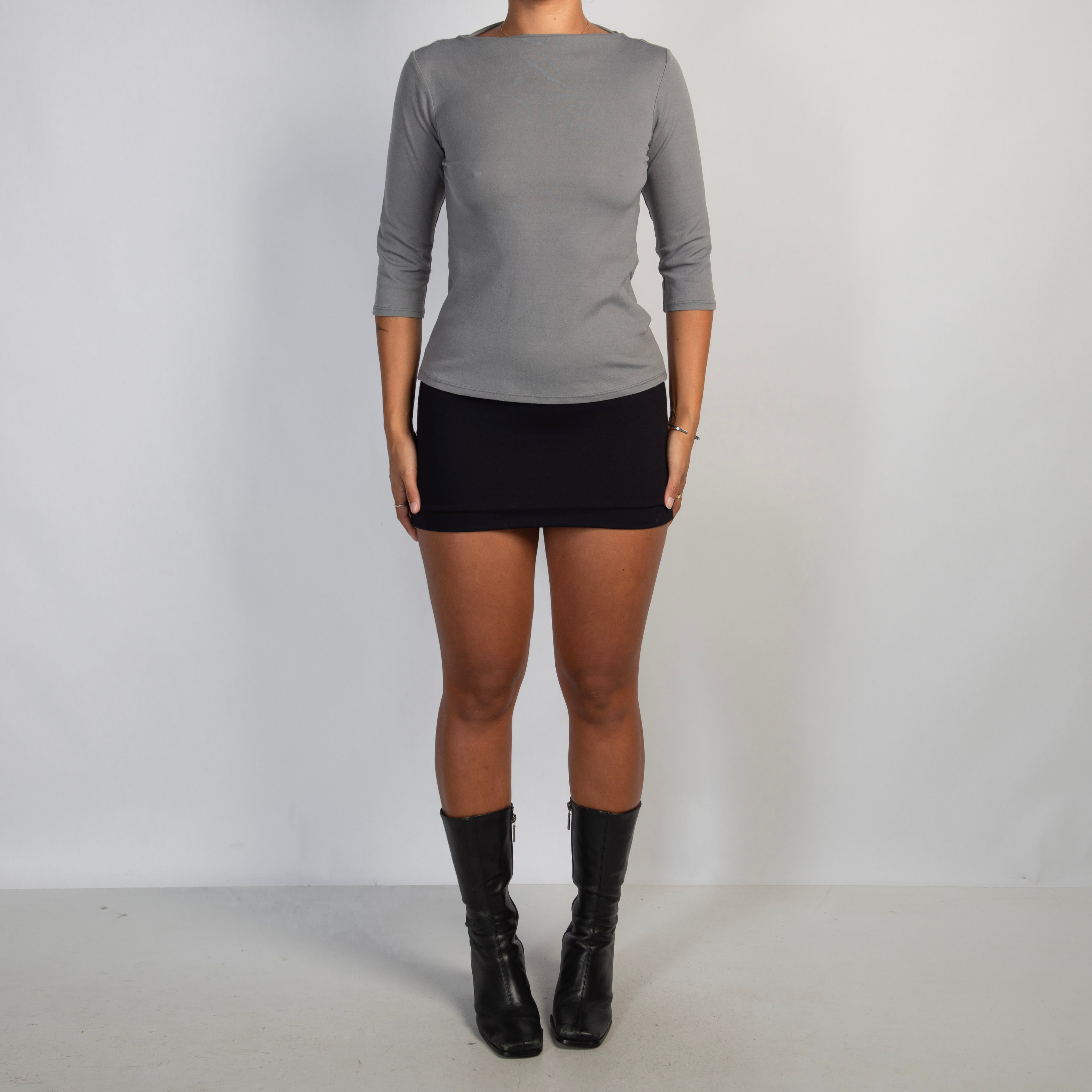 GREY 3/4 SLEEVE TOP