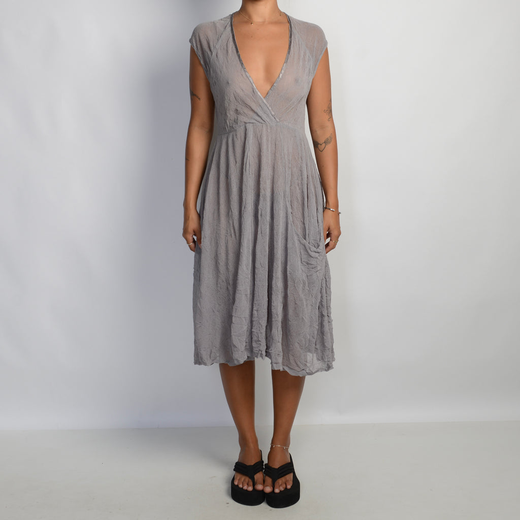 GREY MESH MIDI DRESS