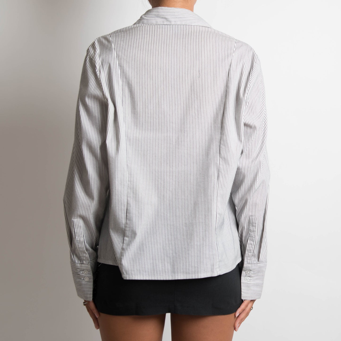 PINSTRIPE DOUBLE ZIP BLOUSE