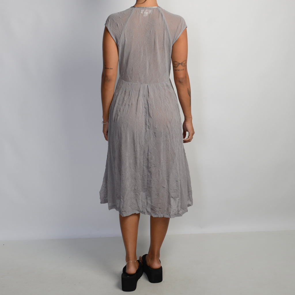 GREY MESH MIDI DRESS