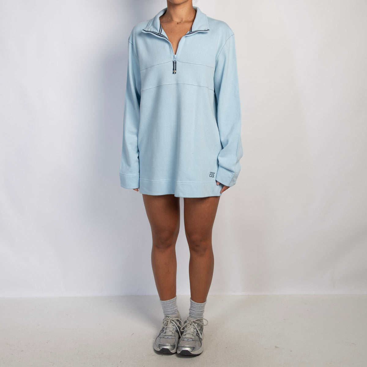 BLUE 1/4 ZIP SWEATER