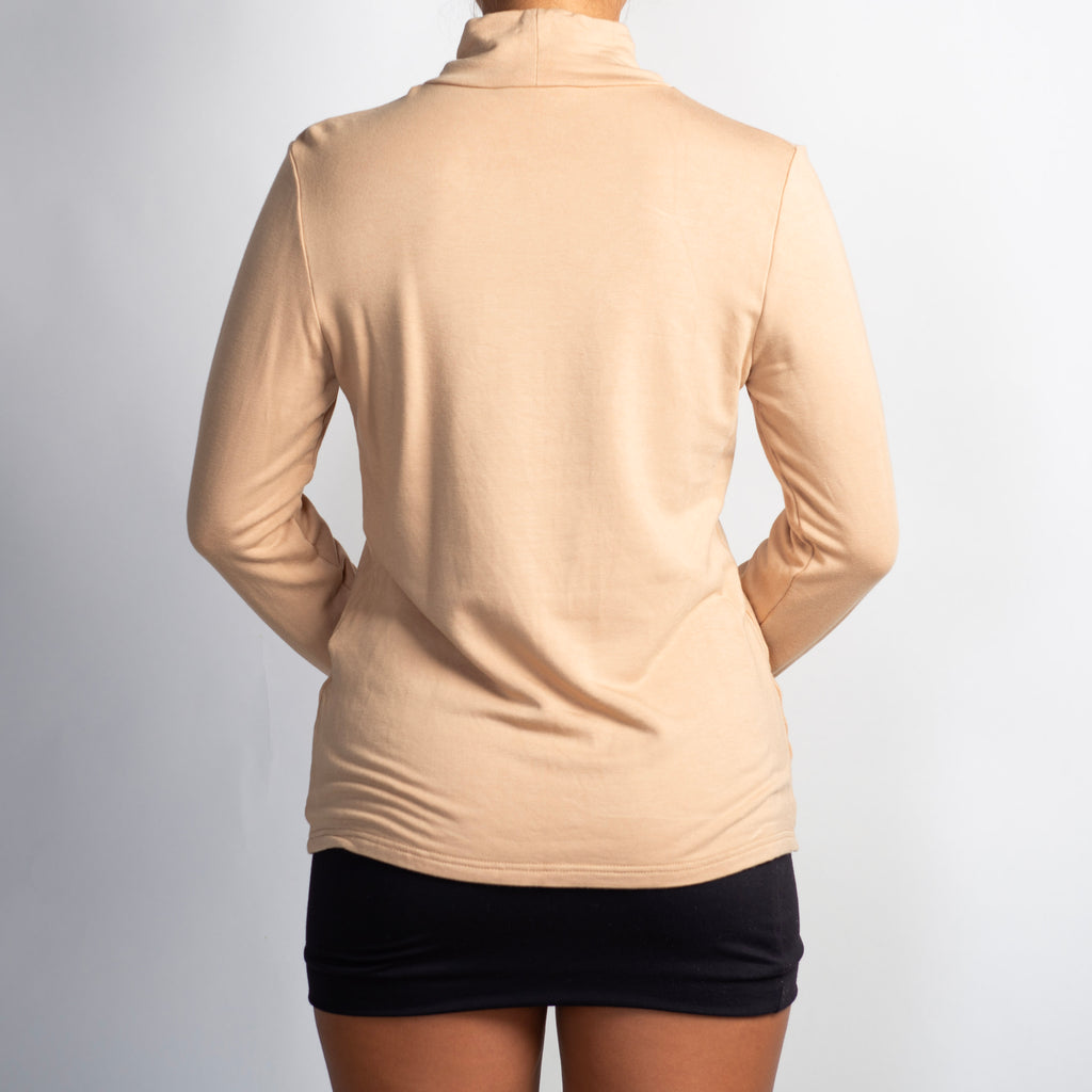 TAN MOCKNECK TOP