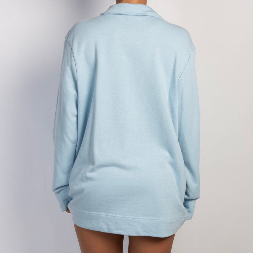 BLUE 1/4 ZIP SWEATER
