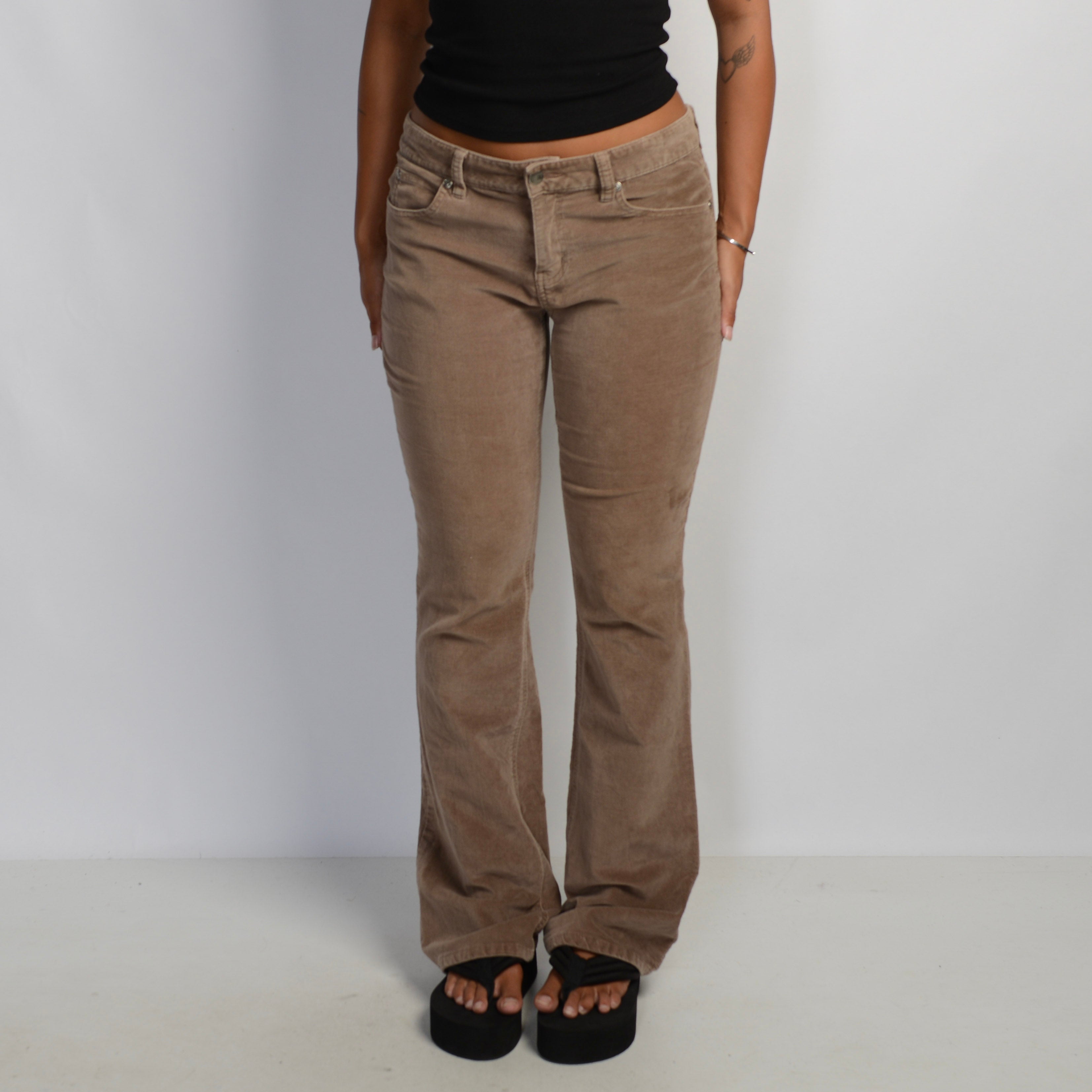 TAN CORDUROY BOOTCUT PANTS
