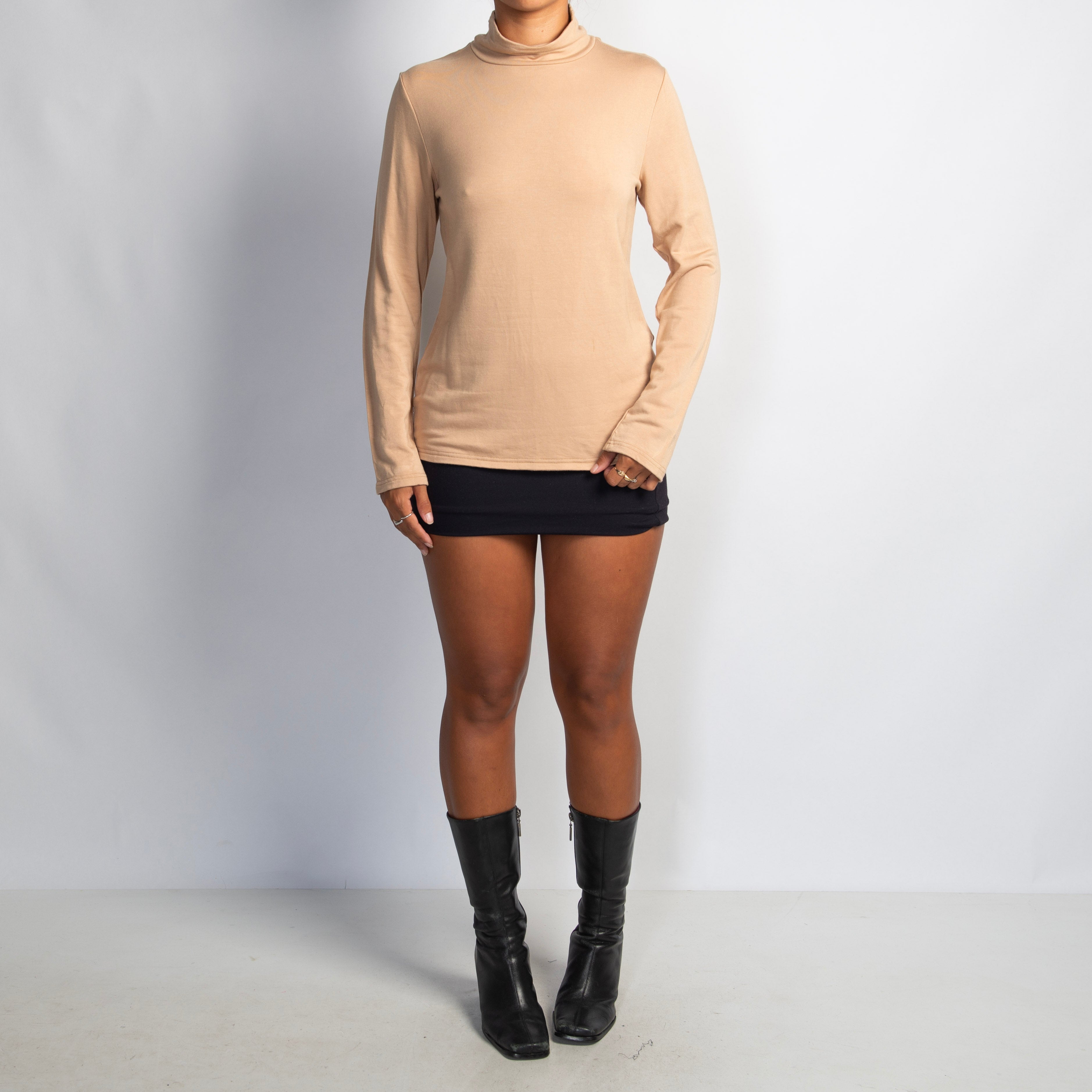 TAN MOCKNECK TOP