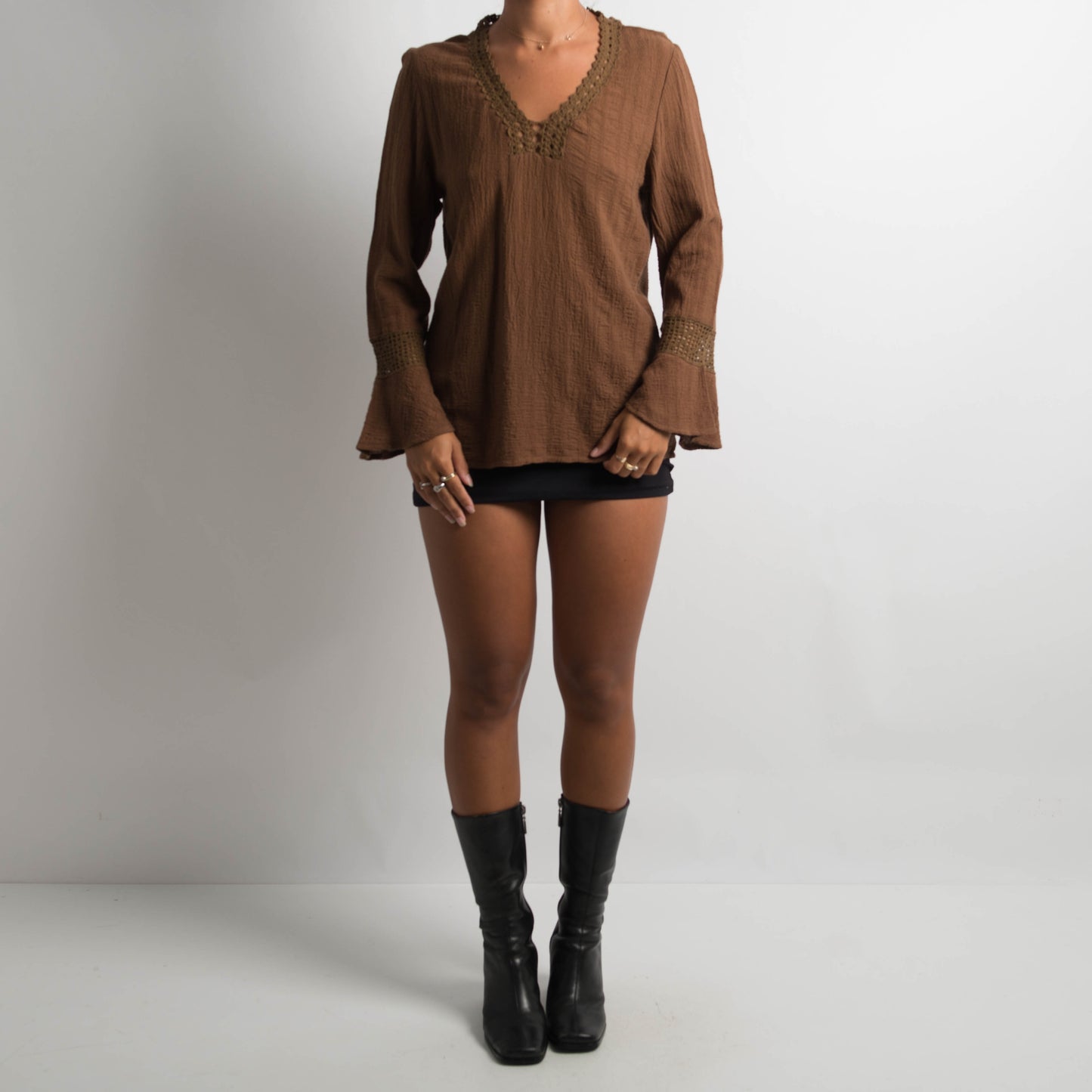 BROWN COTTON LONG SLEEVE