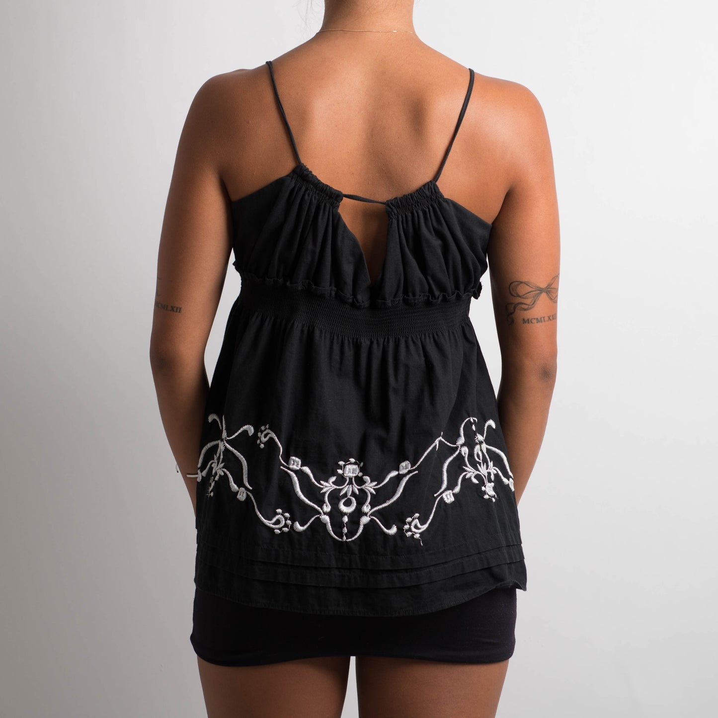 EMBROIDERED BABYDOLL TOP