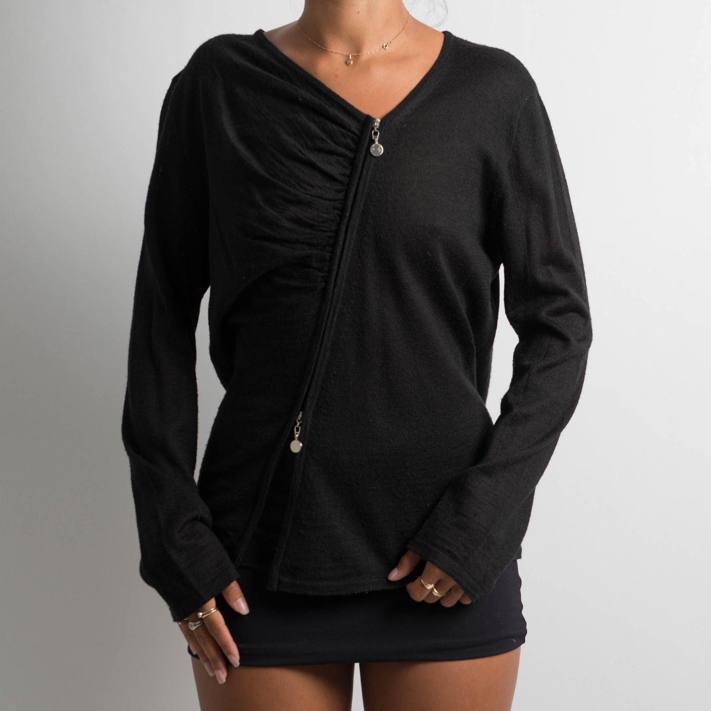 WOOL ZIP FRONT LONG SLEEVE