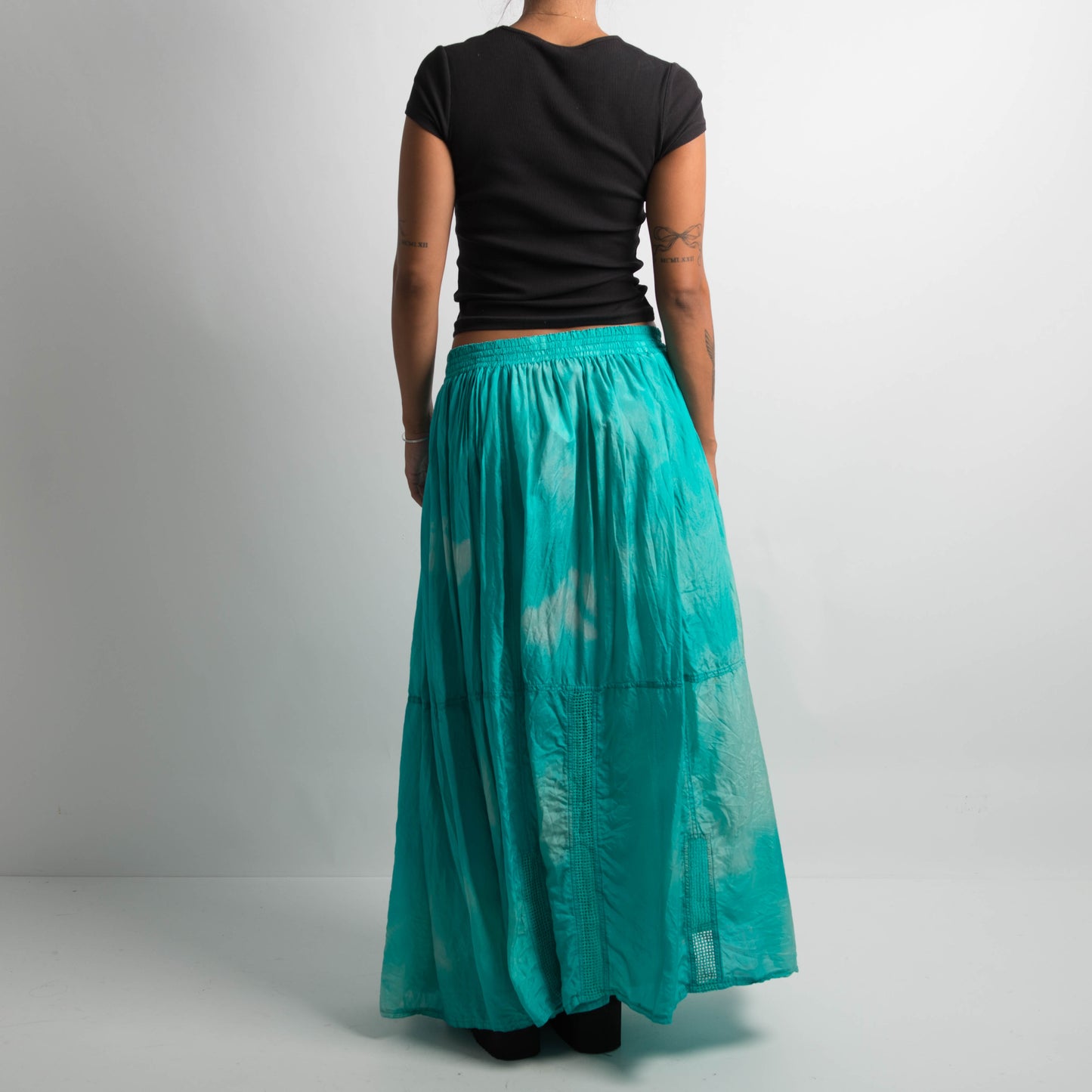 VARIEGATED SILK MAXI SKIRT