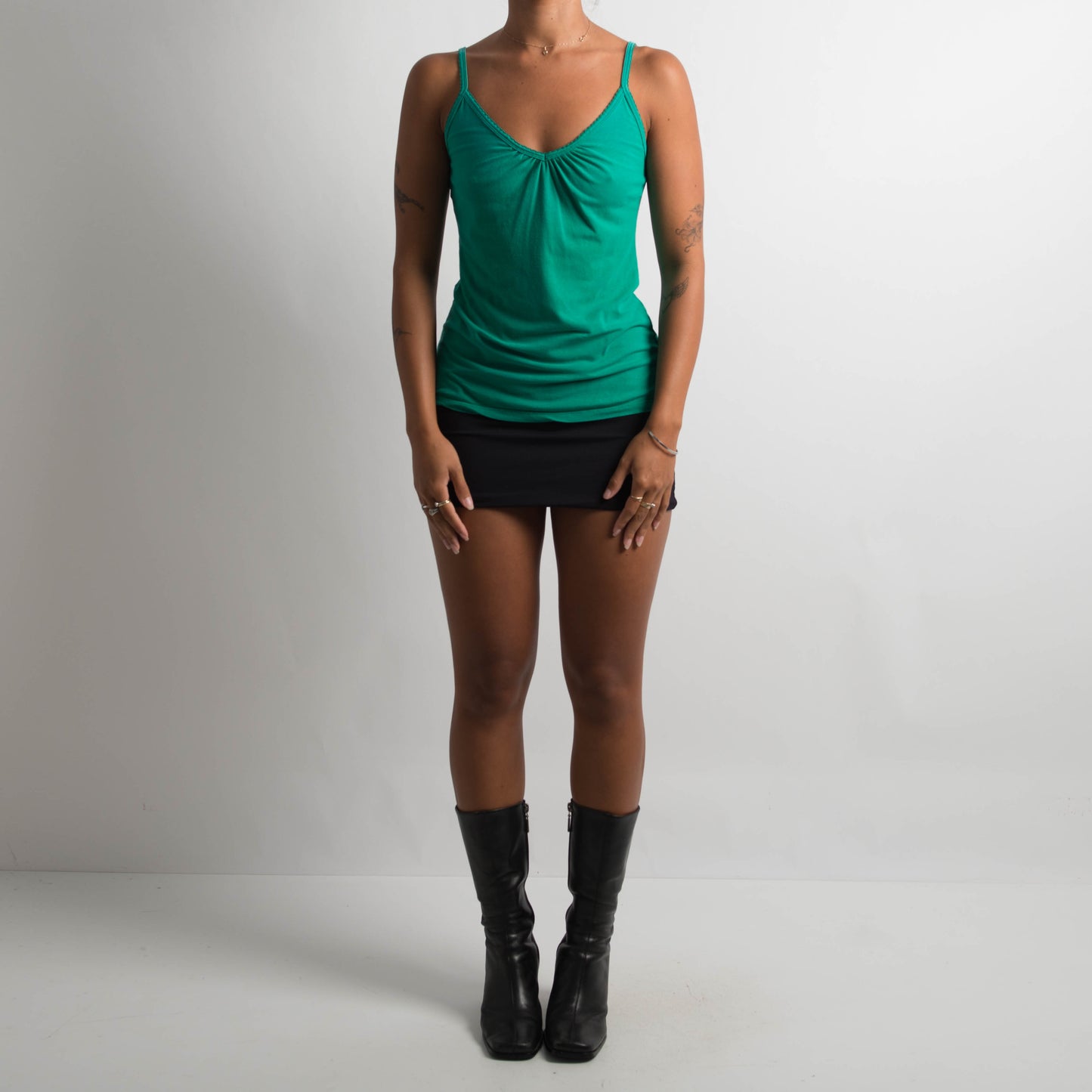 GREEN RUCHED CAMISOLE