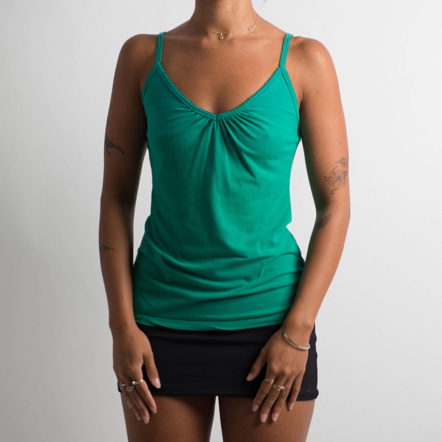 GREEN RUCHED CAMISOLE