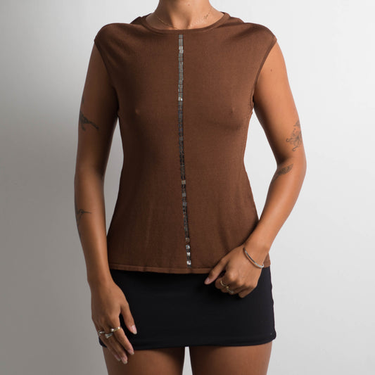 BROWN SLEEVELESS TOP