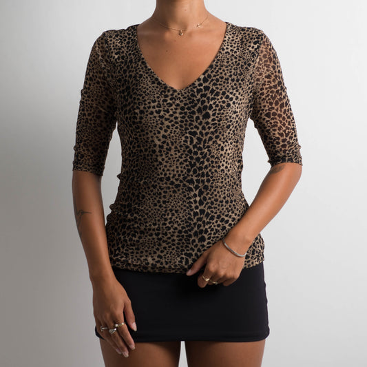 MESH ANIMAL PRINT TOP