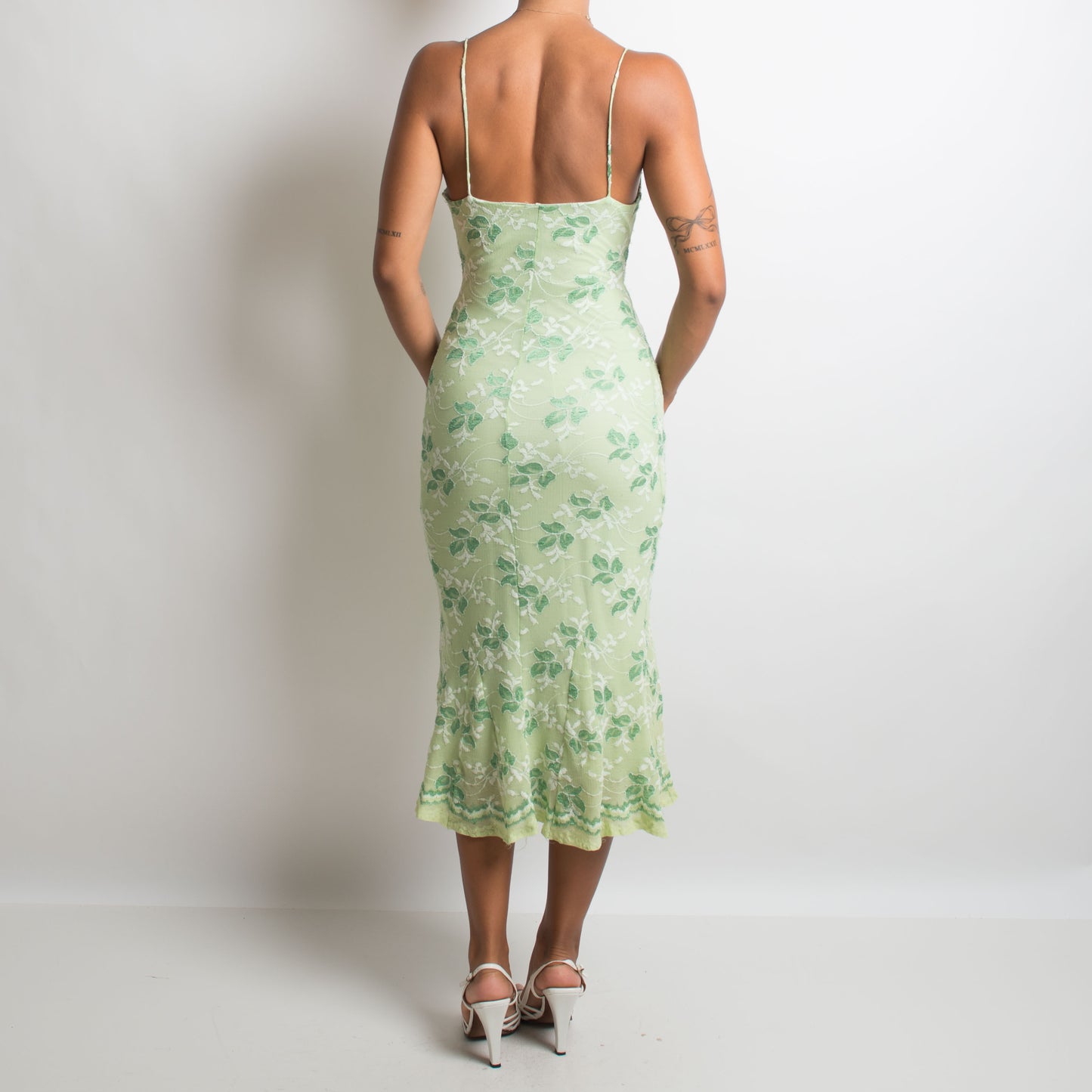 GREEN FLORAL MIDI DRESS