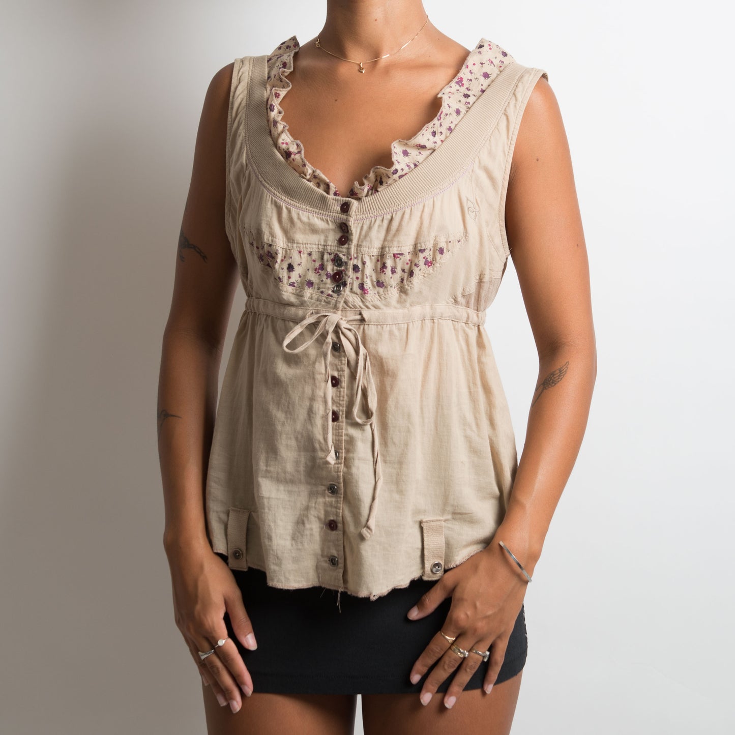 BEIGE BABYDOLL TOP