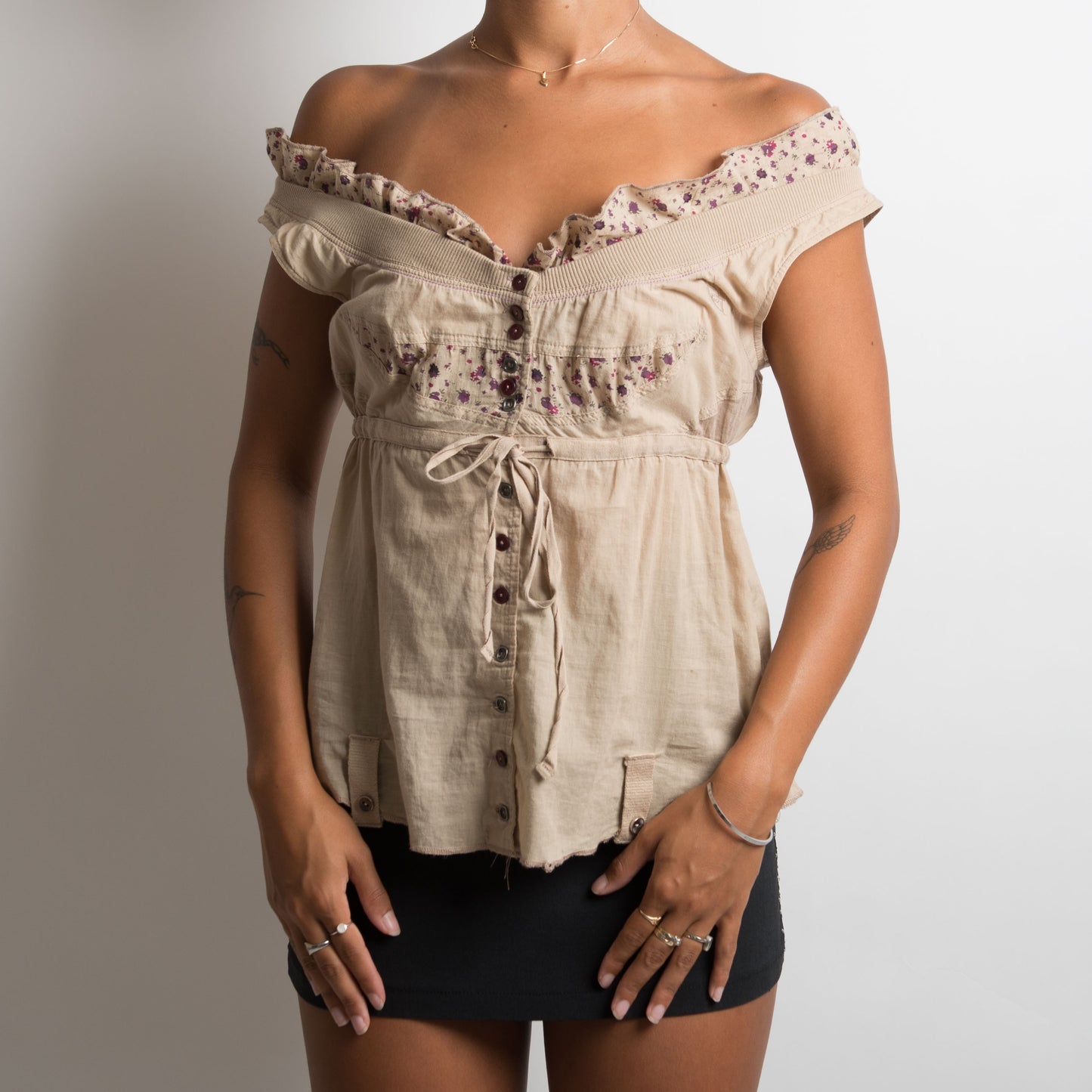 BEIGE BABYDOLL TOP