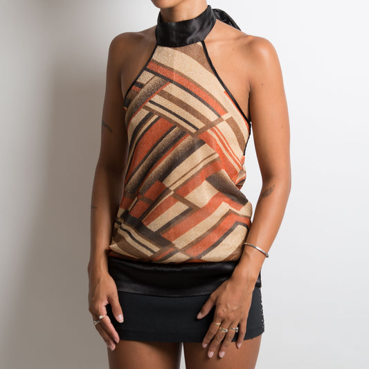 PATTERNED HALTERNECK TOP