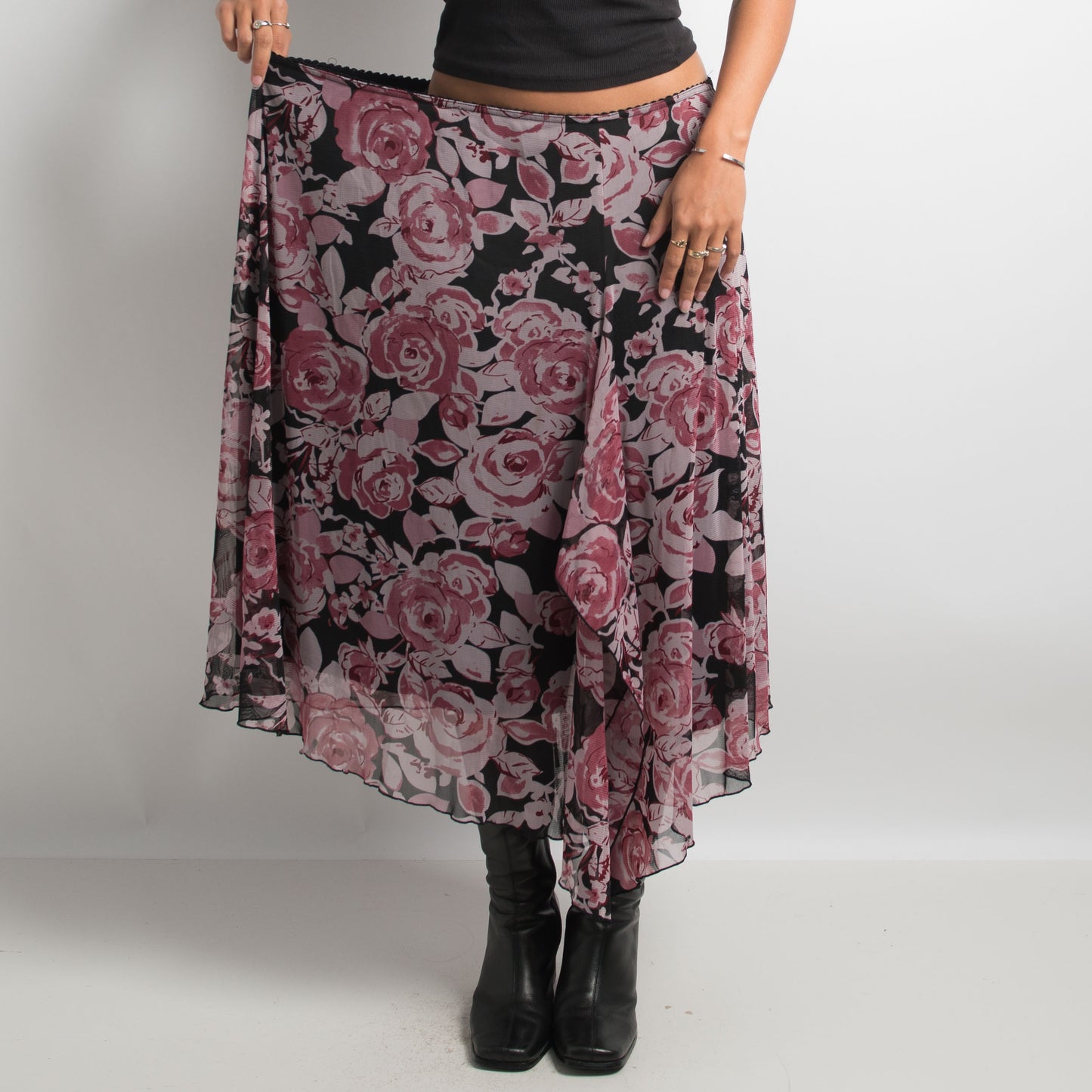 FLORAL ASYMMETRIC SKIRT