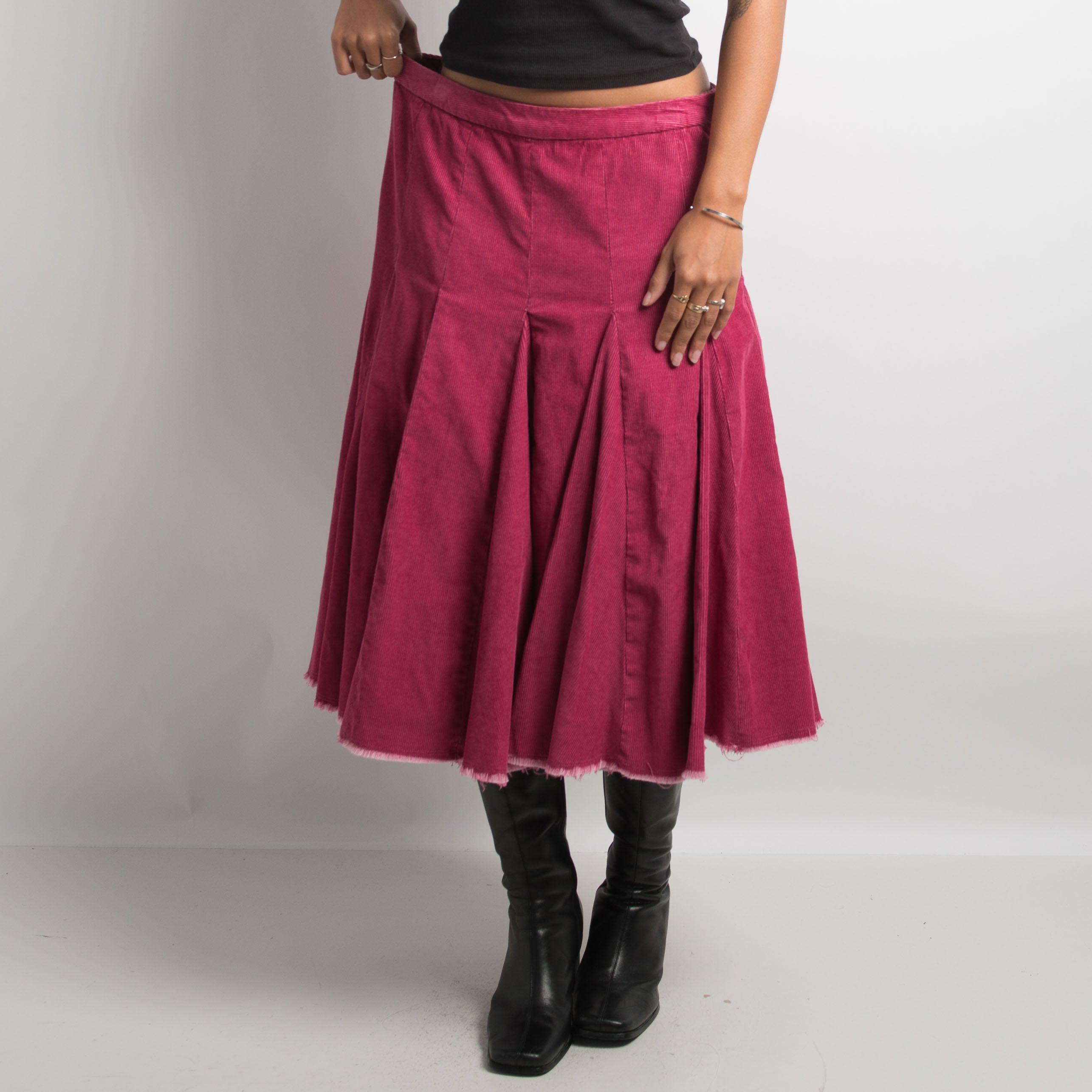 PINK CORDUROY MIDI SKIRT BEAN BY JESS