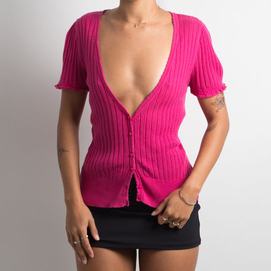 PINK SHORT SLEEVE CARDIGAN