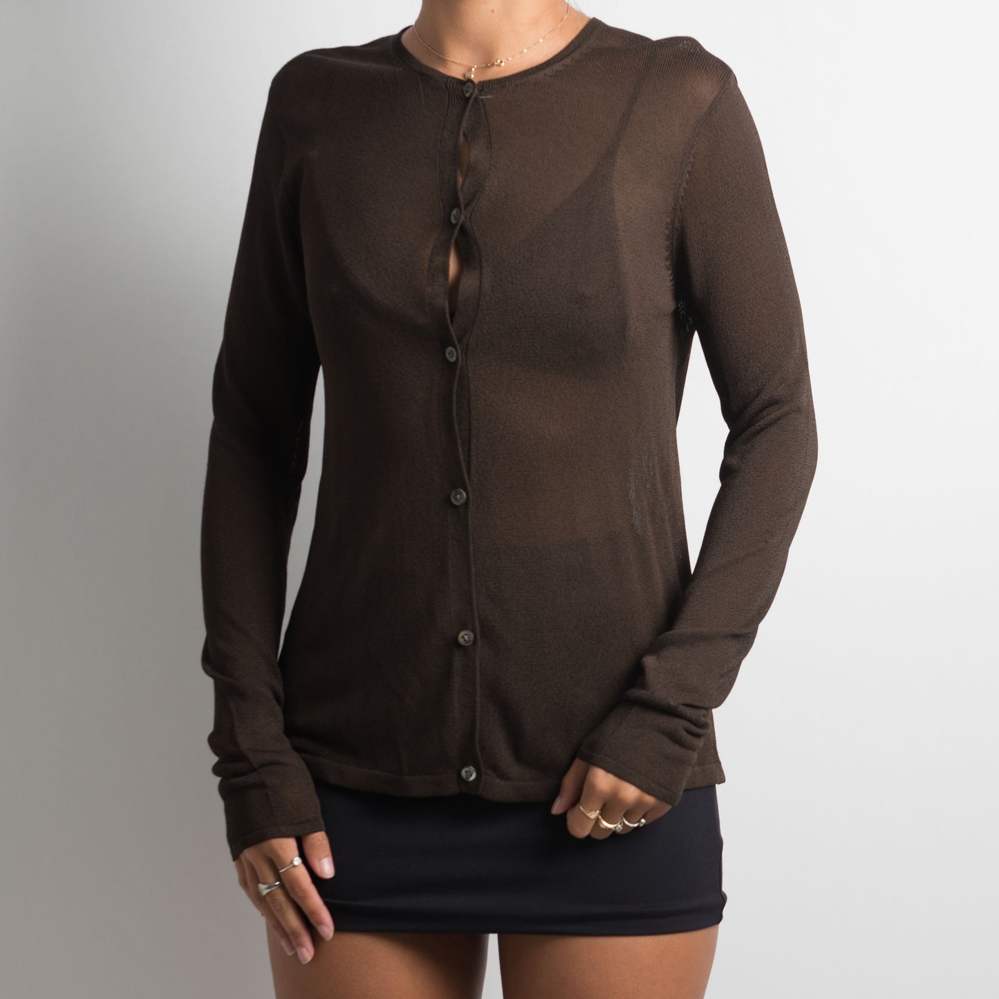 CARDIGAN MARRON TRANSPARENT