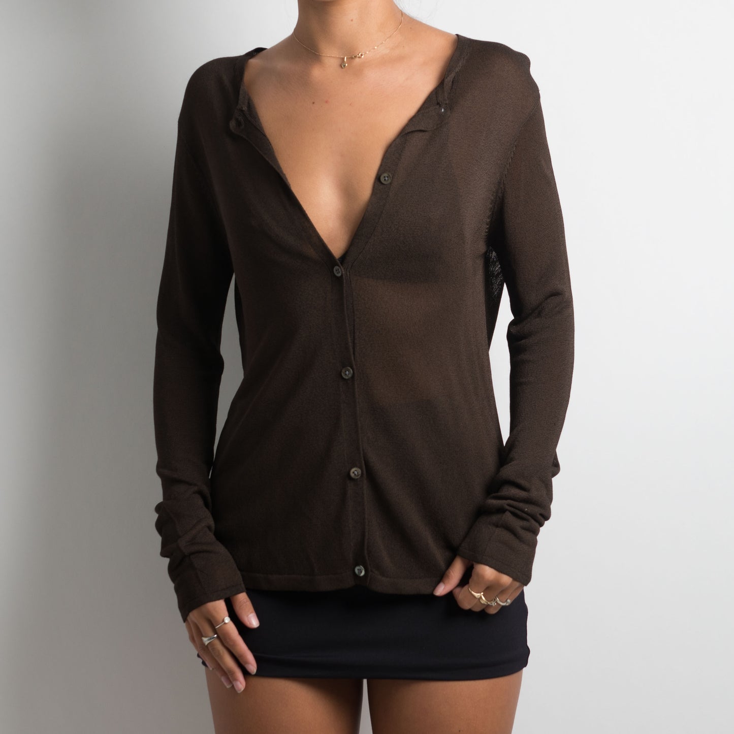 CARDIGAN MARRON TRANSPARENT