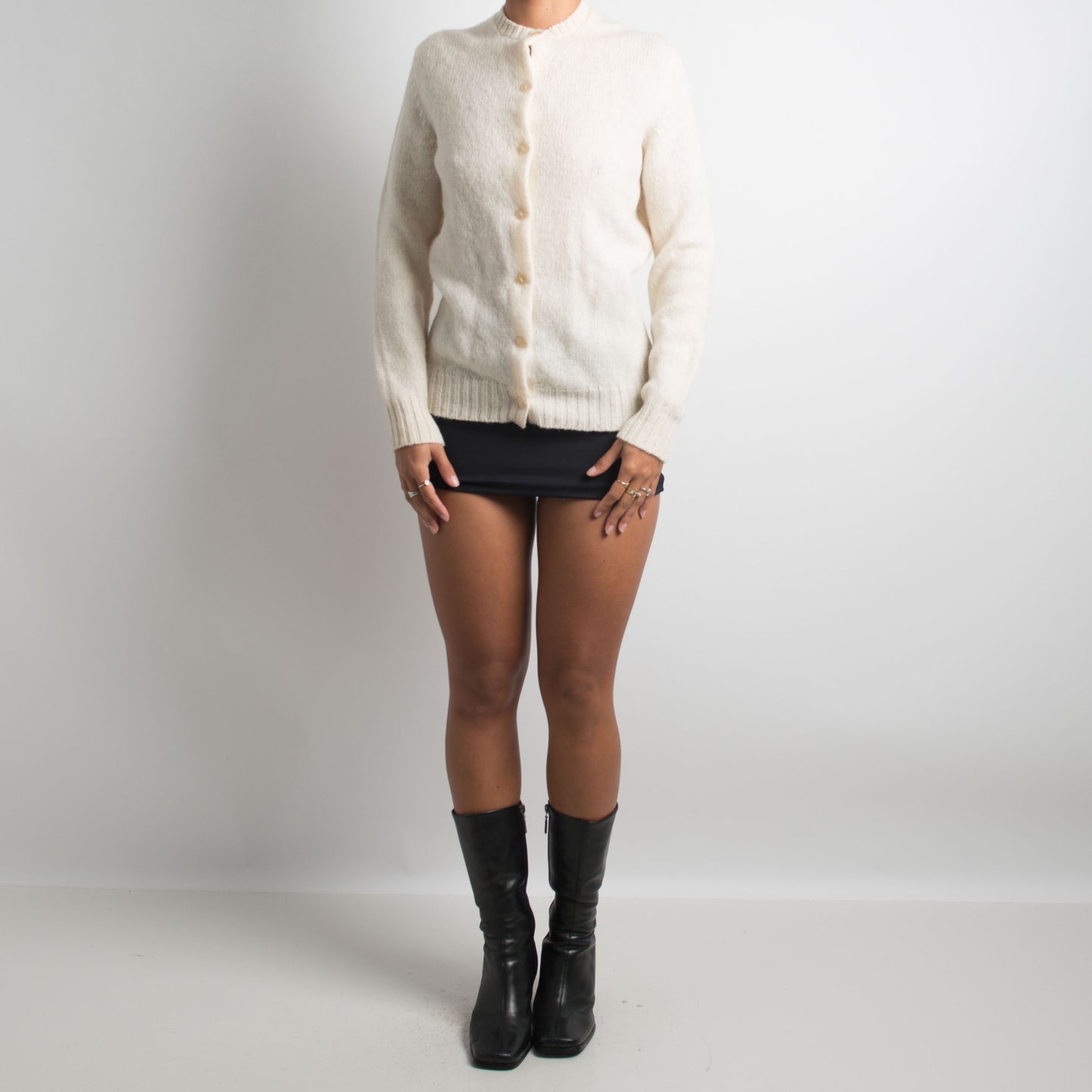 CREAM SHETLAND WOOL CARDIGAN