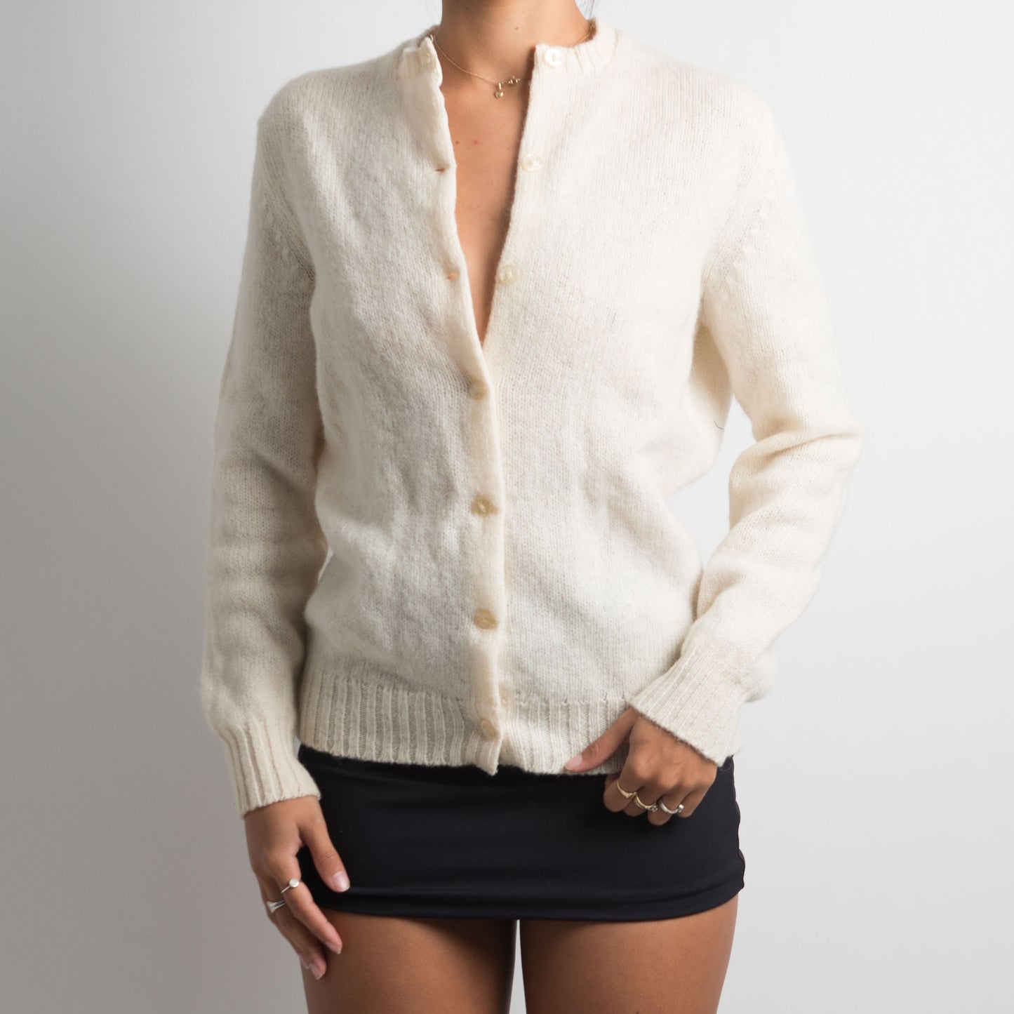 CREAM SHETLAND WOOL CARDIGAN