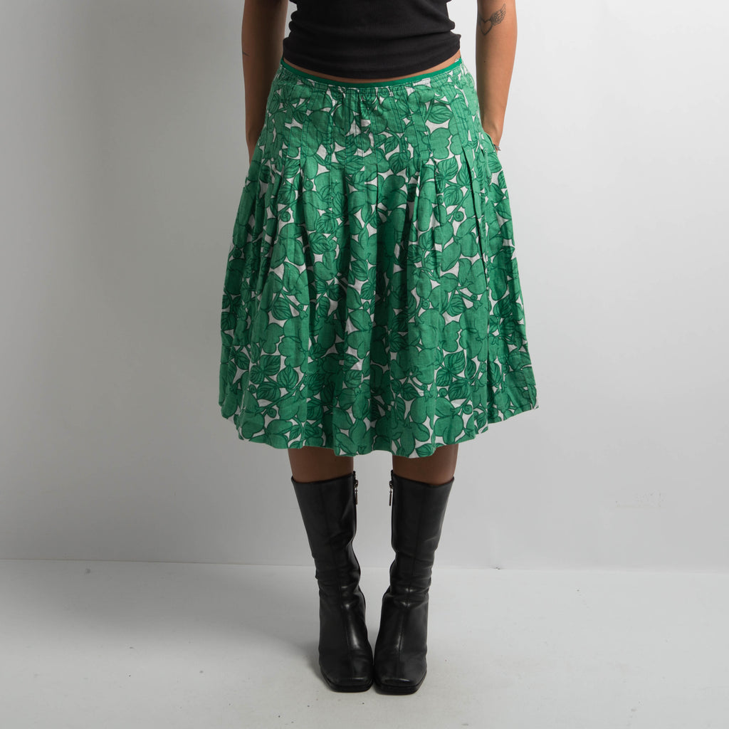 GREEN FLORAL MIDI SKIRT