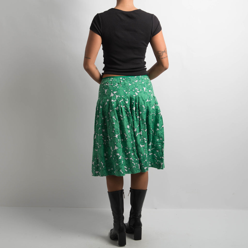 GREEN FLORAL MIDI SKIRT