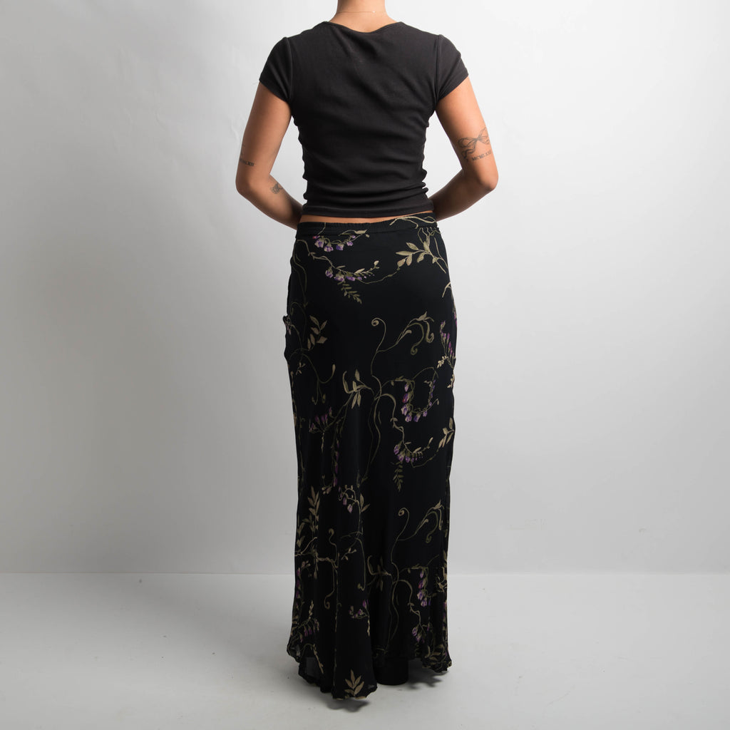 BLACK FLORAL MAXI SKIRT