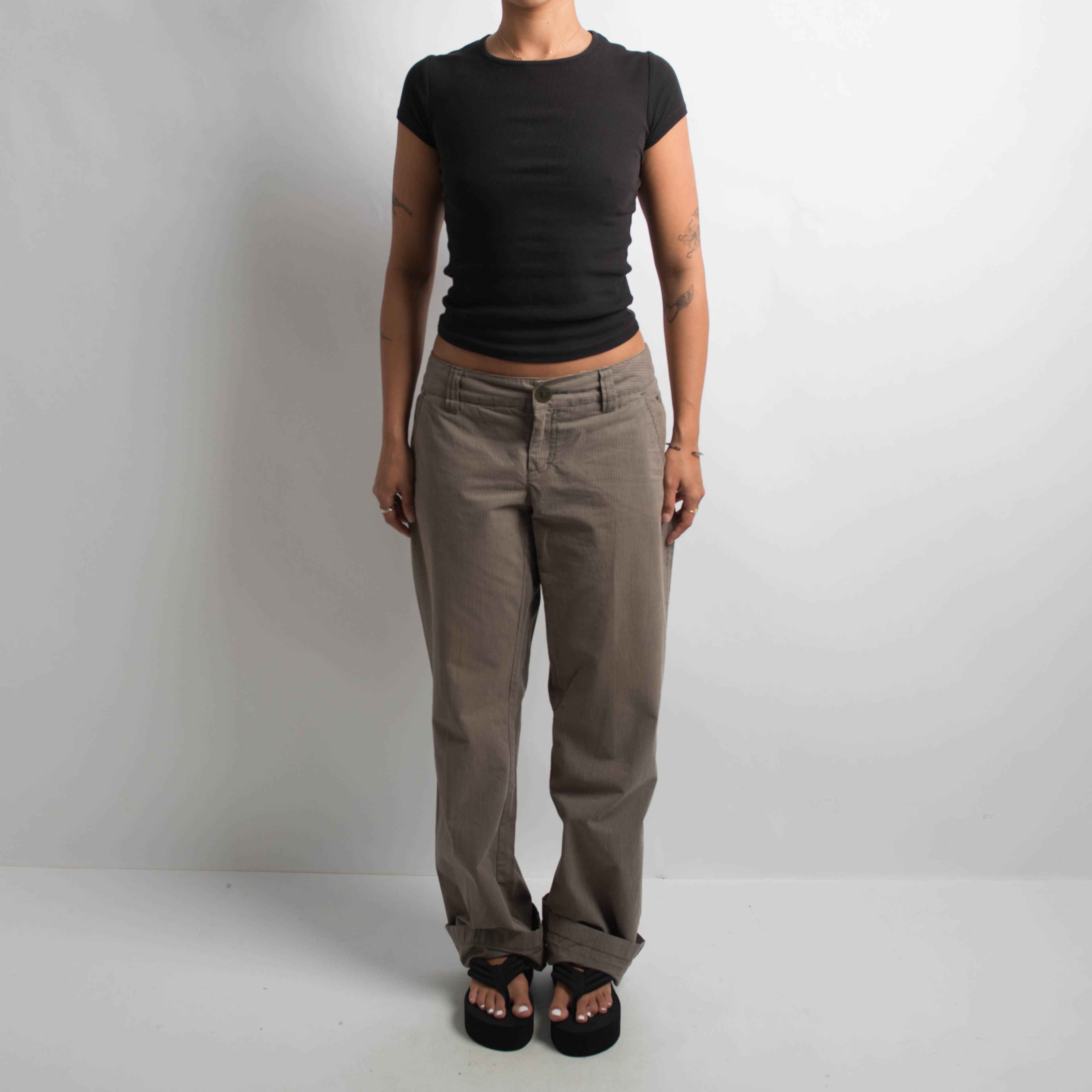 KHAKI STRIPE TROUSERS