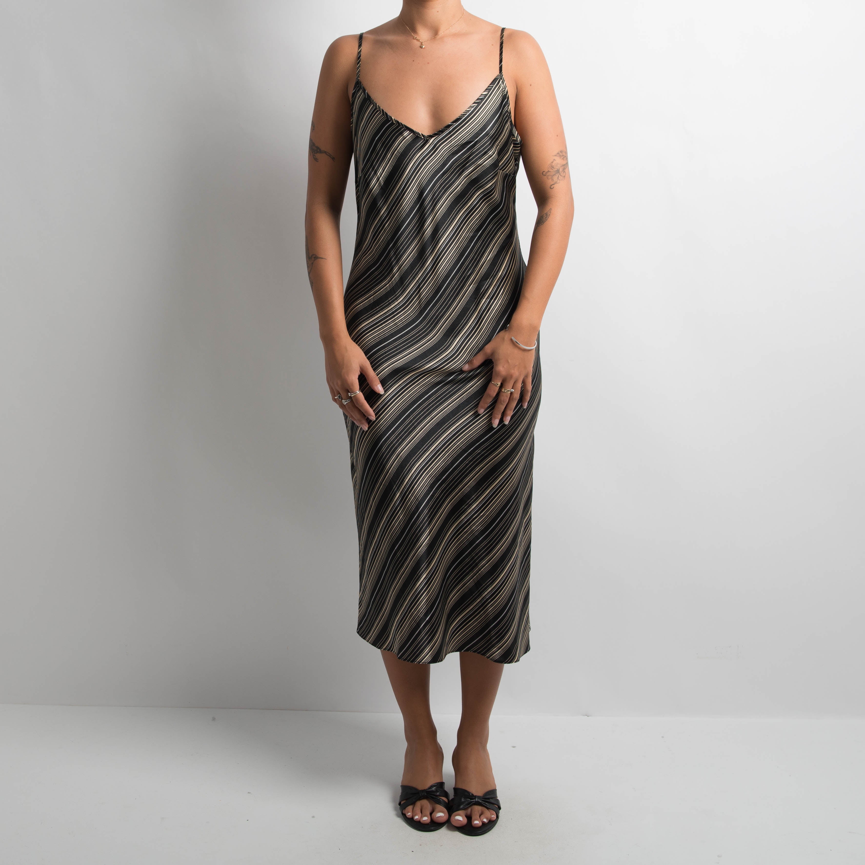 SATIN PATTERN MIDI DRESS