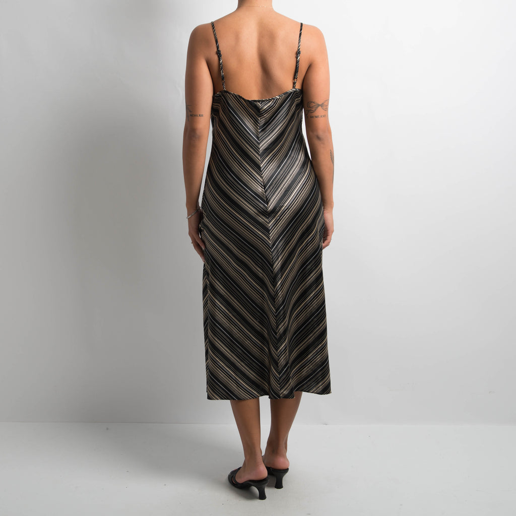 SATIN PATTERN MIDI DRESS