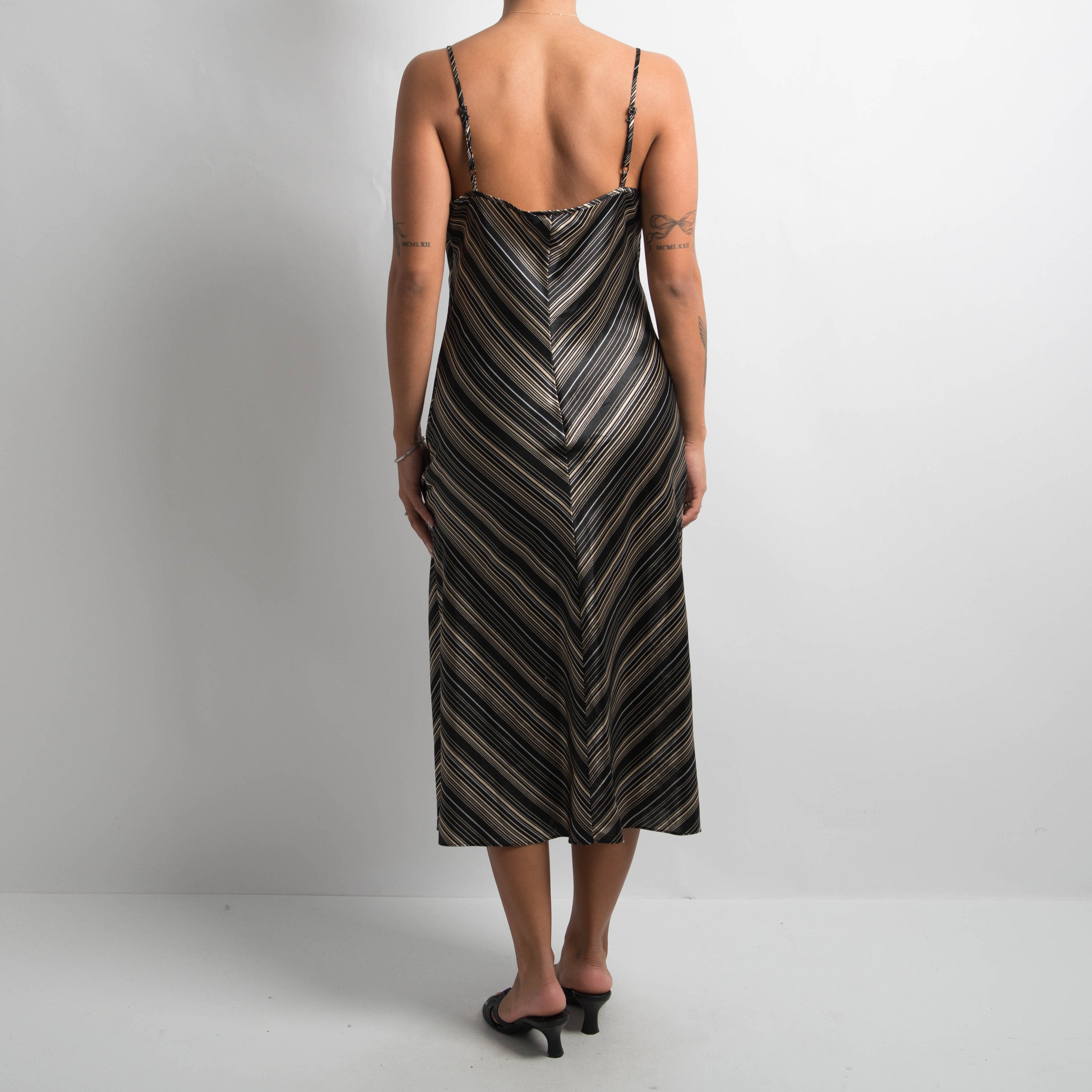 SATIN PATTERN MIDI DRESS
