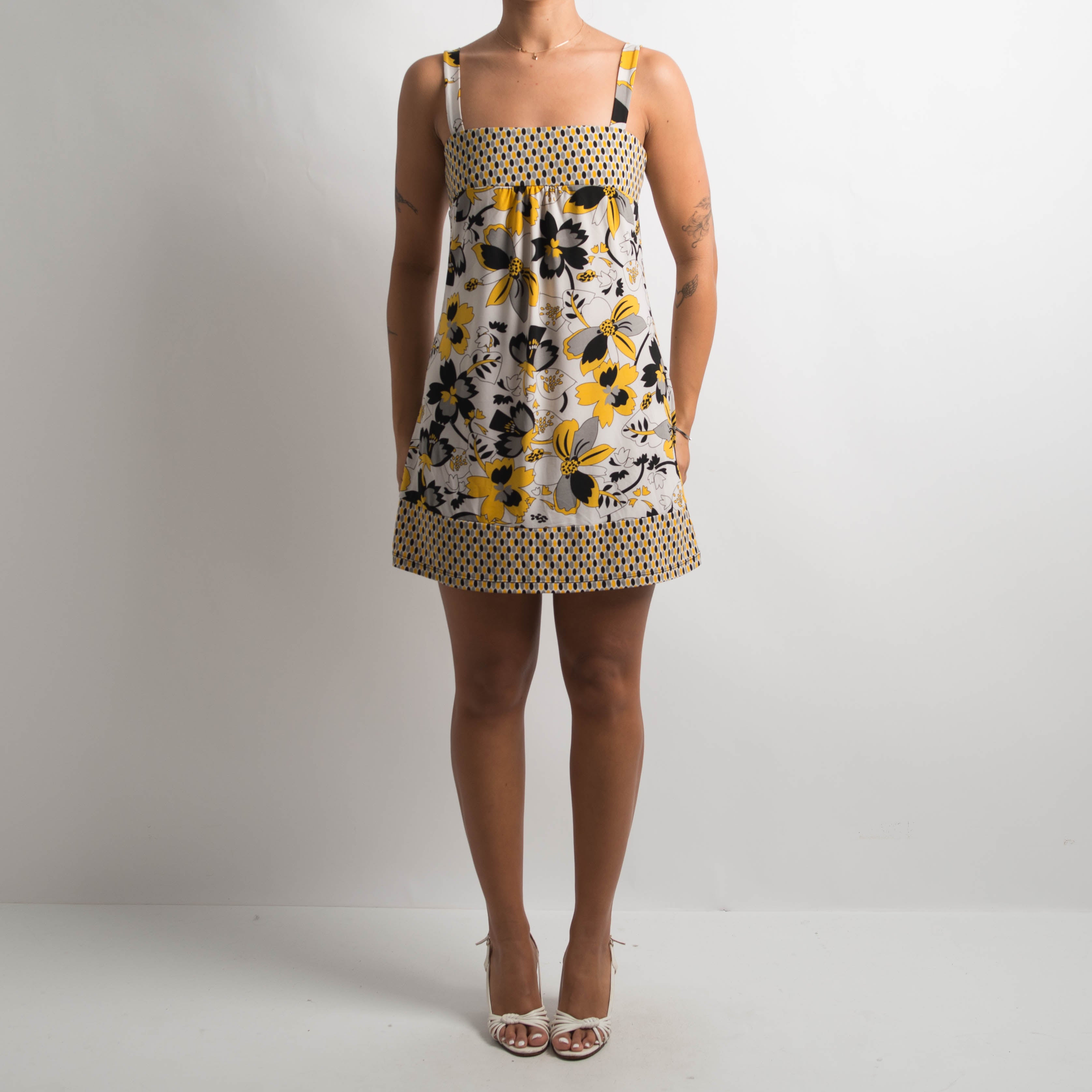 YELLOW PATTERN MINI DRESS
