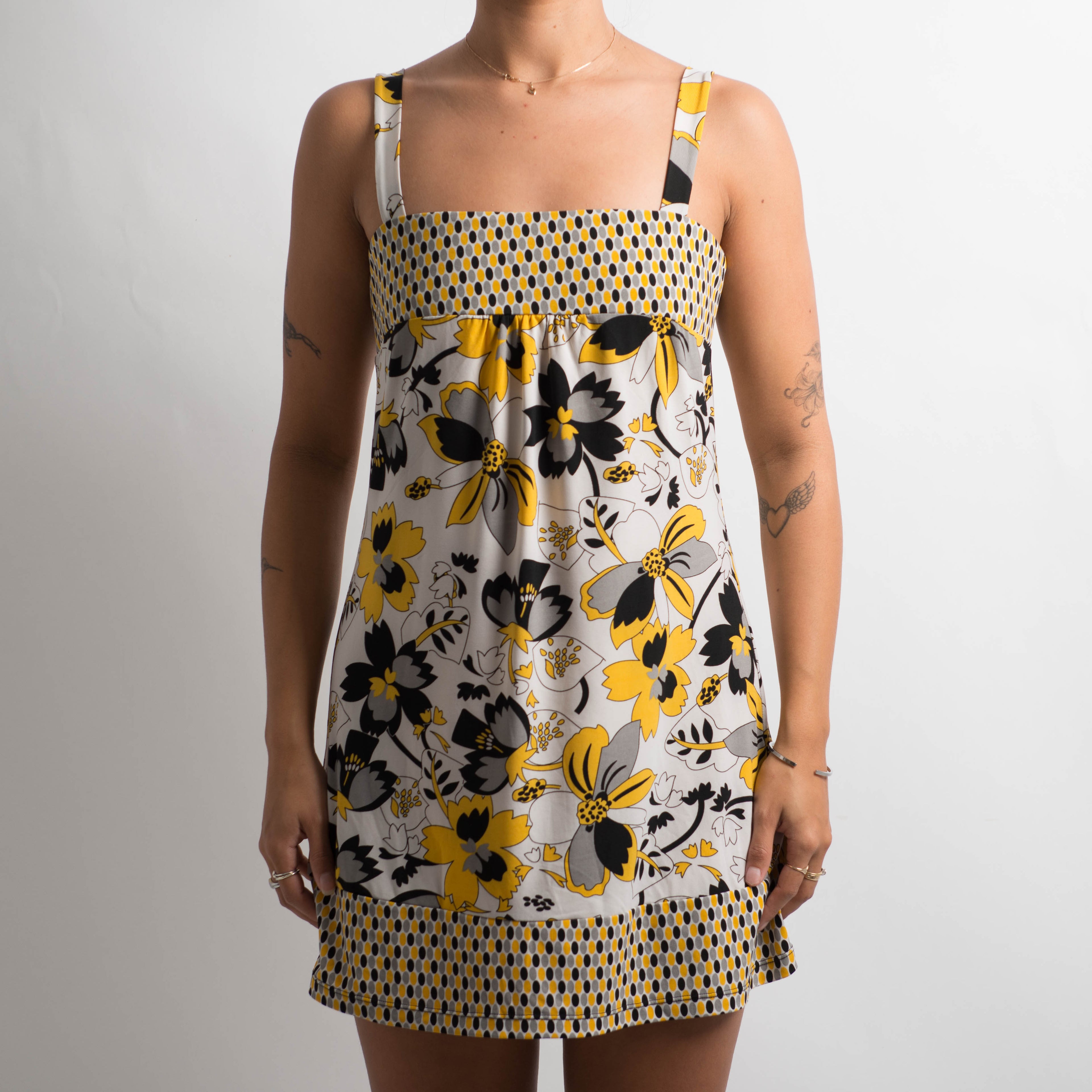 YELLOW PATTERN MINI DRESS