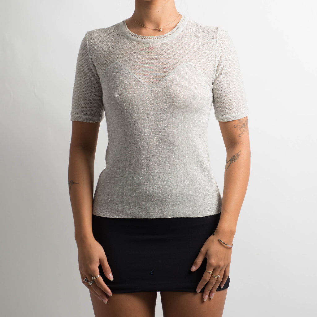 SILVER SHORT SLEEVE TOP