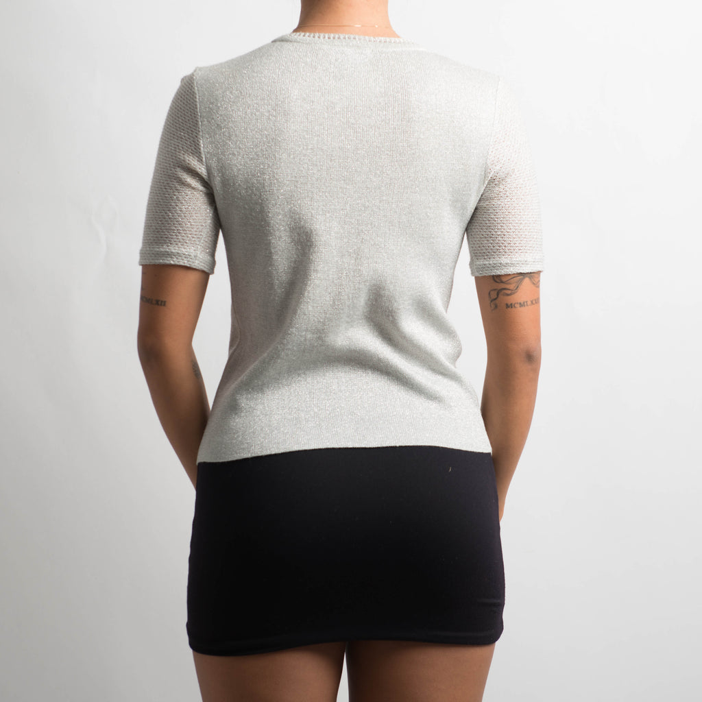 SILVER SHORT SLEEVE TOP