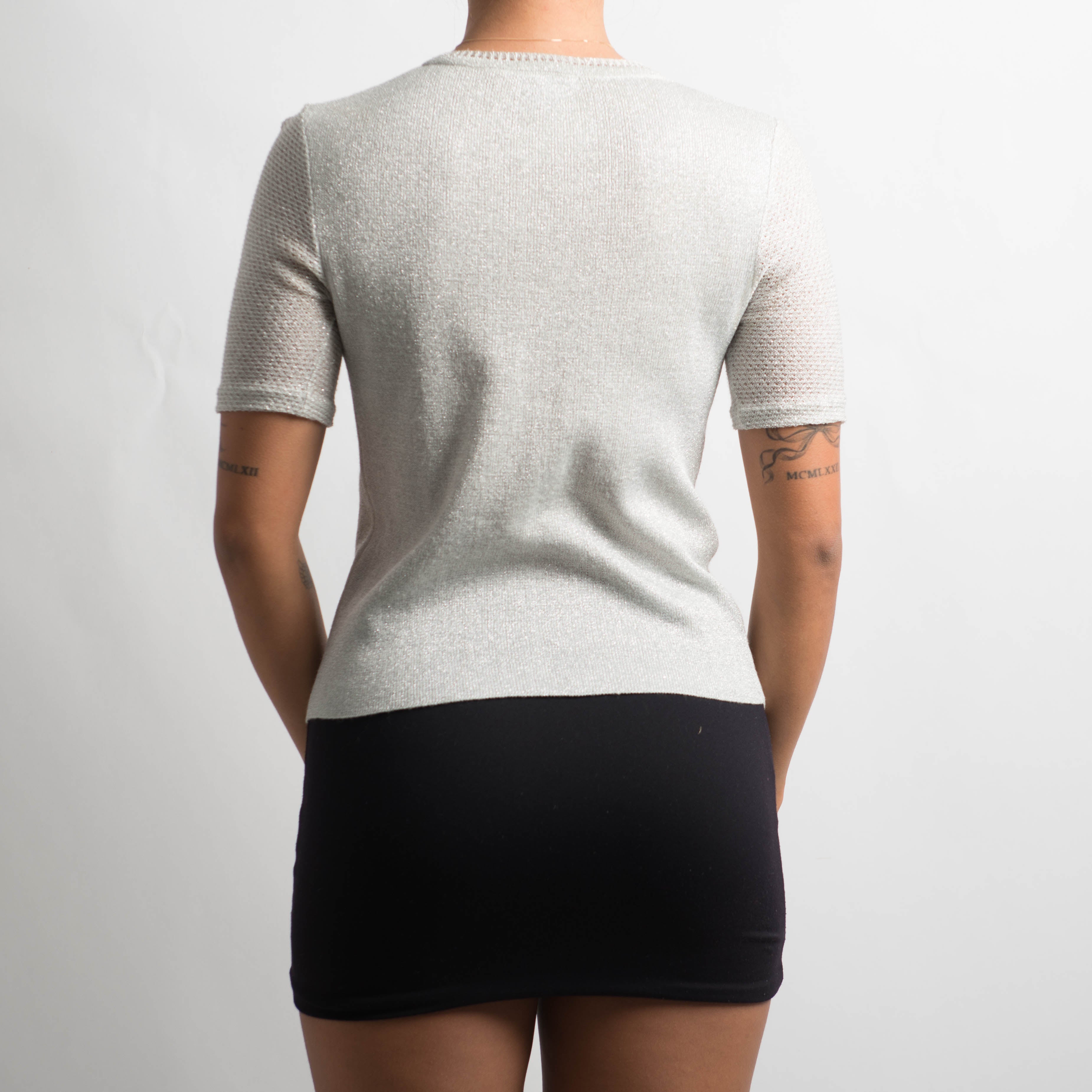SILVER SHORT SLEEVE TOP