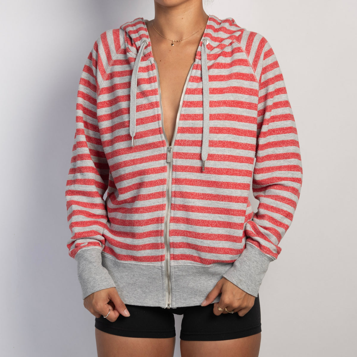 STRIPE COTTON ZIP JACKET