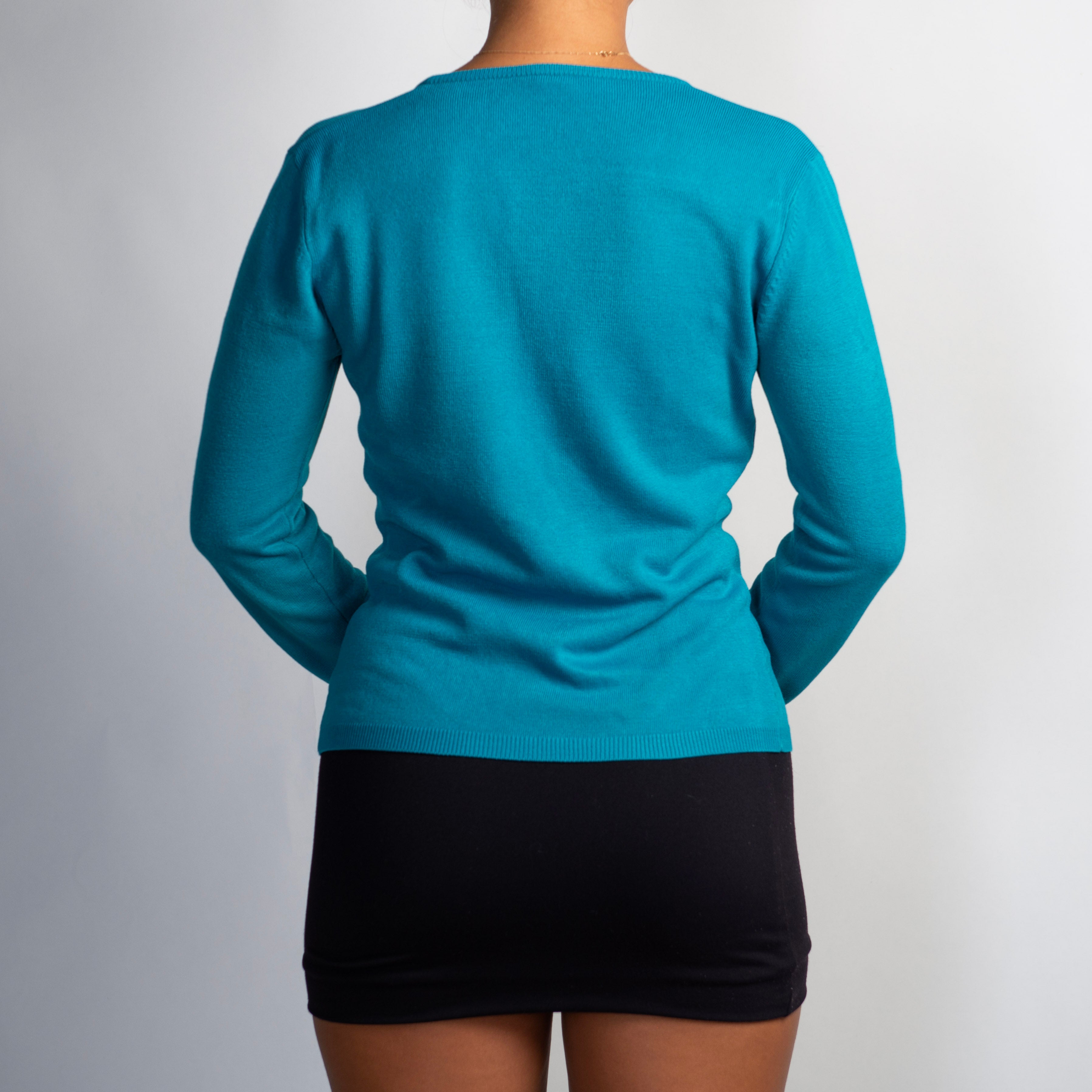 TURQUOISE KNIT CARDIGAN