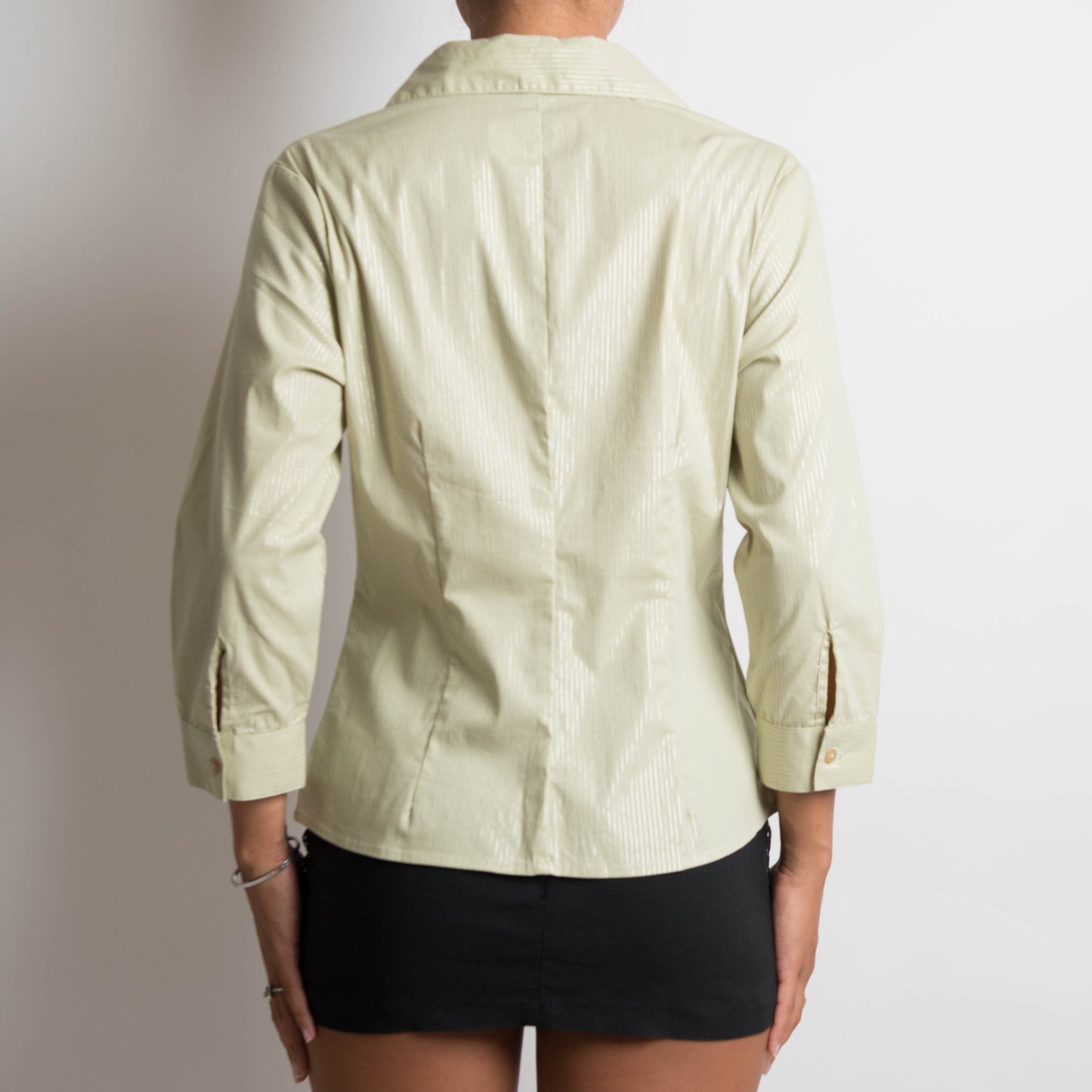 GREEN PINSTRIPE BLOUSE