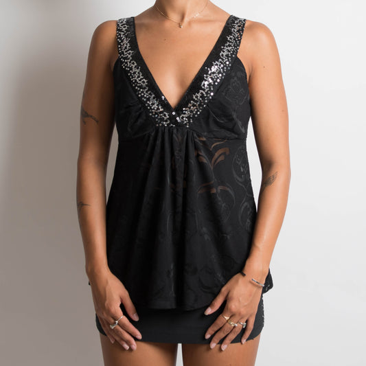 HAUT BABYDOLL À PAILLETTES