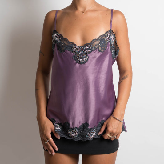 PURPLE SATIN CAMISOLE