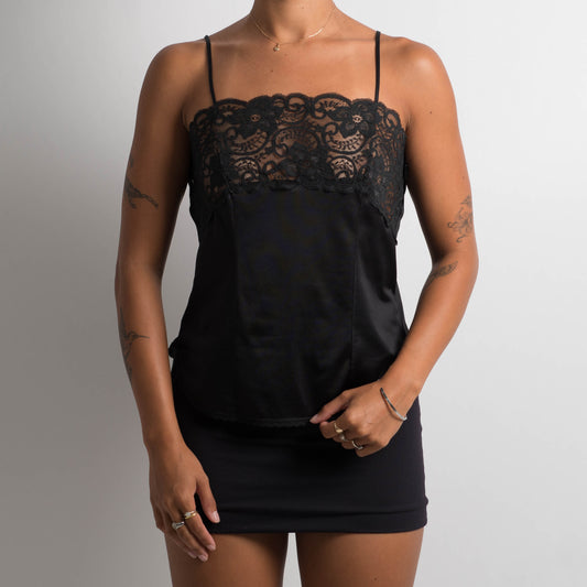 BLACK SATIN CAMISOLE