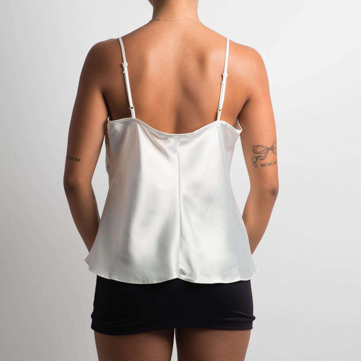 WHITE LACE SATIN CAMISOLE